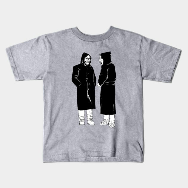 brand new - the devil and god Kids T-Shirt by tonguetied
